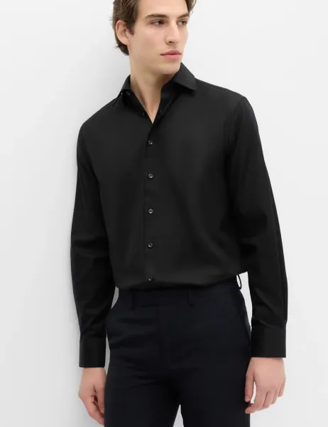 M&S SARTORIAL Regular Fit Luxury Cotton Twill Shirt Black