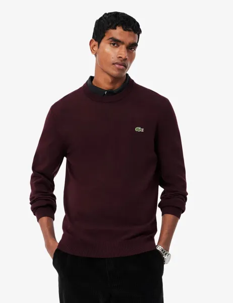Lacoste Pure Cotton Crew Neck Jumper Dark Red