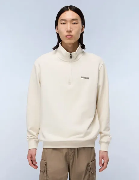 Napapijri Small Box Pure Cotton Half Zip Sweatshirt Beige
