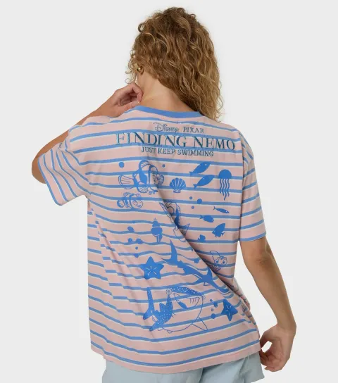 Skinnydip Women's Pink Cotton Embroidered Finding Nemo T-Shirt