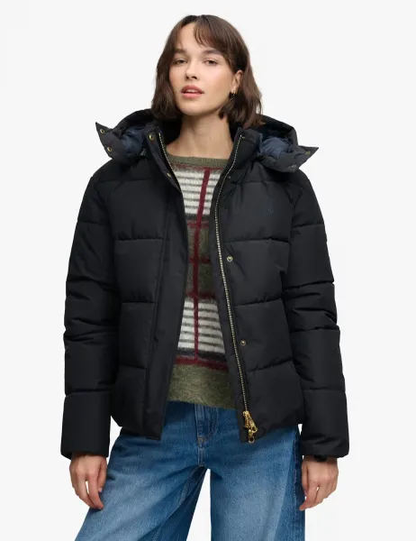 Superdry & Co Water Resistant Hooded Relaxed Puffer Jacket Black