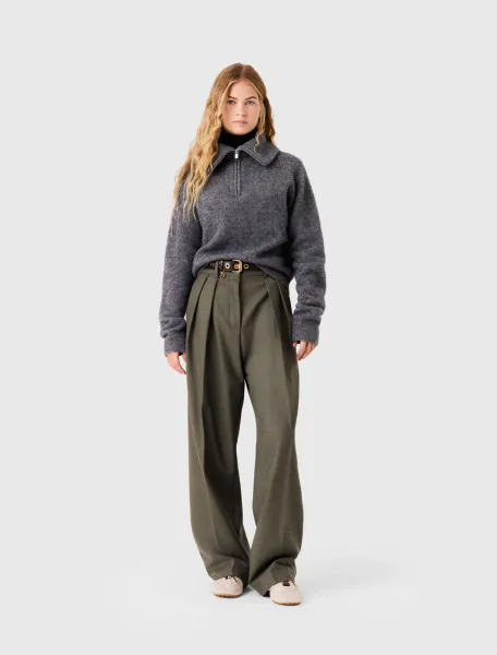 Zip-neck yak jumper
