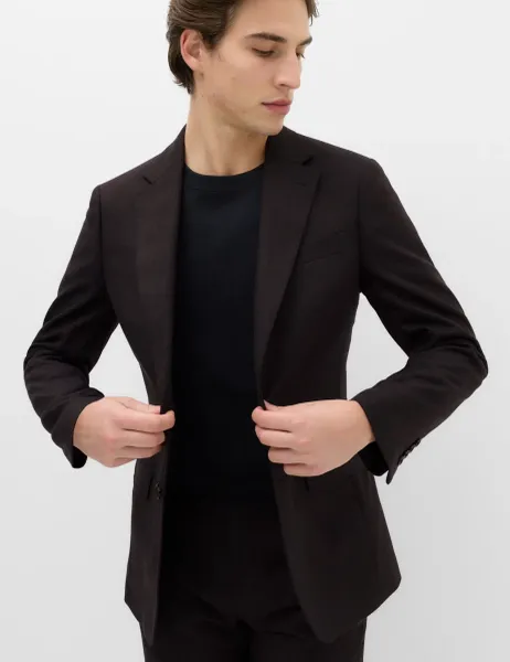 Marks & Spencer Tailored Fit Micro Check Tweed Jacket Bordeaux