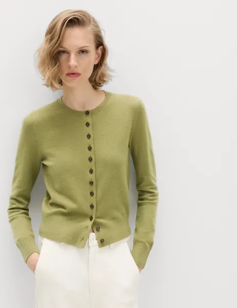 Marks & Spencer Air-Yarn Crew Neck Short Cardigan Sage