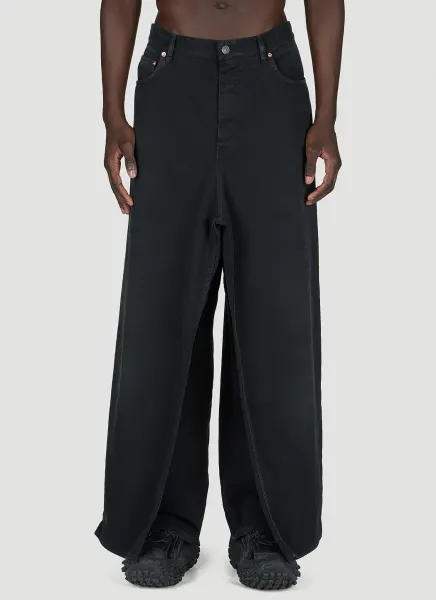 Double-Front Draped Denim Jeans