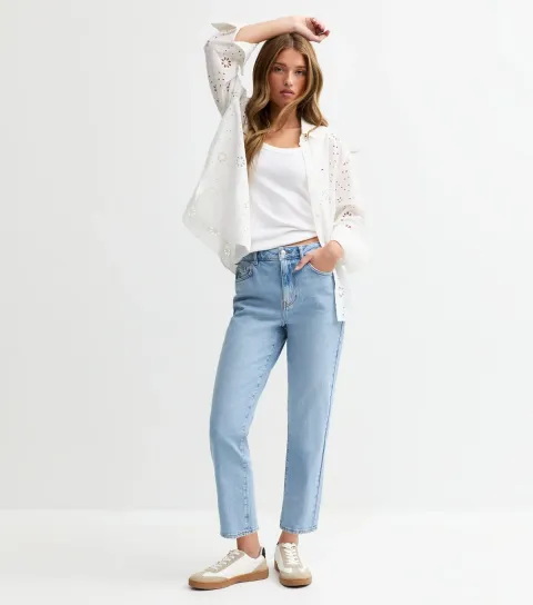 Women's Pale Blue Hannah Ankle Grazer Straight Leg Jeans