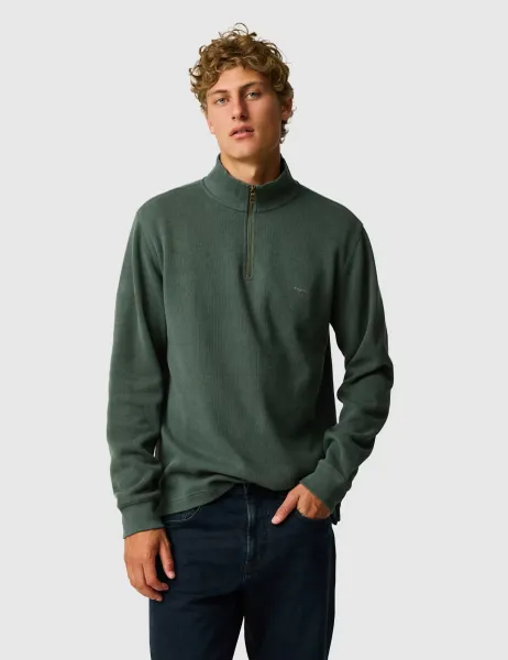 Rodd & Gunn Alton Ave Pure Cotton Half Zip Sweatshirt Olive