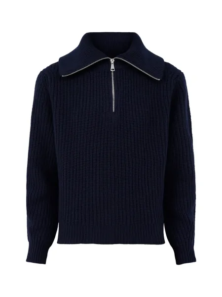 WEEKEND MaxMara Virgin Wool Laser Zip-Neck Sweater