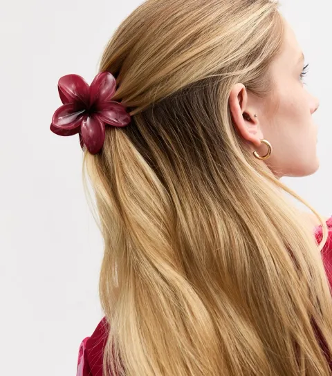 Burgundy Ombre Flower Shaped Hair Claw Clip
