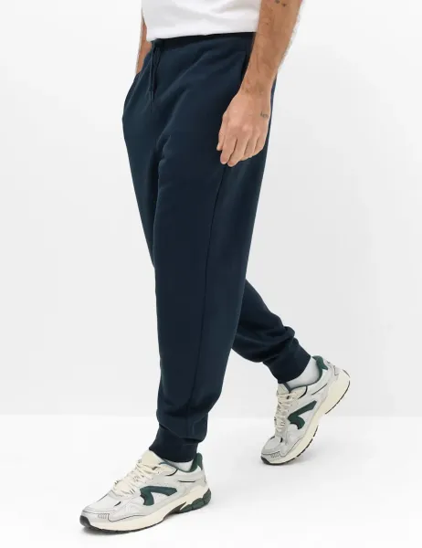 Marks & Spencer Cotton Rich Brushback Cuffed Joggers Navy