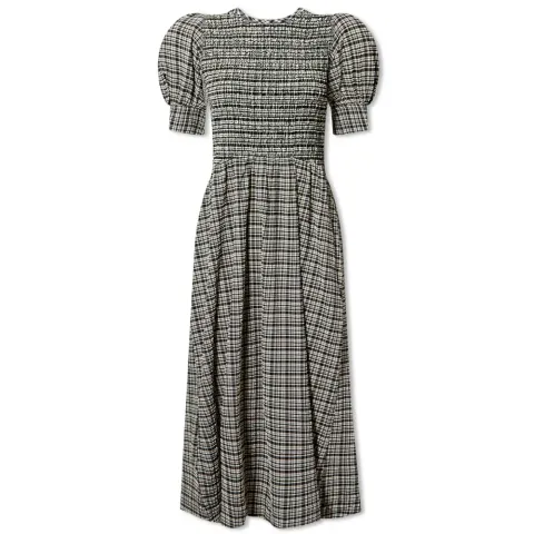 Seersucker Check Top Midi Dress
