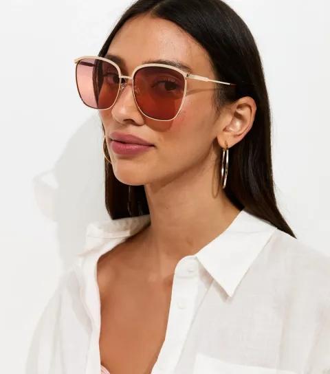 Gold Square Frame Sunglasses