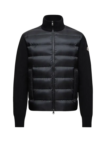Men Padded Zip-Up Cardigan Black
