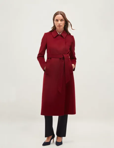 Hobbs Pure Wool Belted Coat Red
