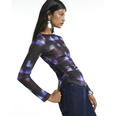 River Island Check Asymmetric Hem Top
