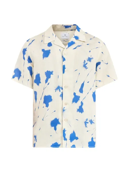 Linen Blend Floral Short Sleeve Shirt