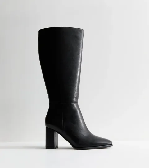 Women's Black Faux Leather Side Zip Tall Boots Vegan