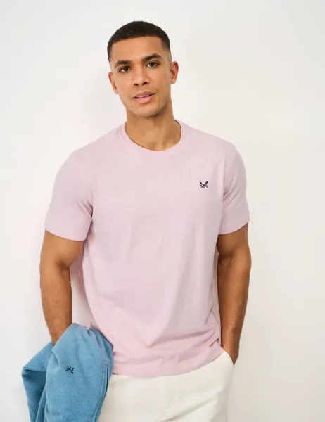 Crew Clothing Pure Cotton Jersey Crew Neck T-Shirt Light Pink