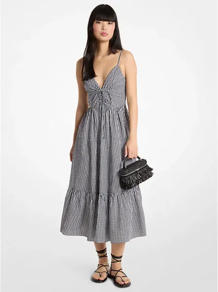 Gingham Cotton Midi Dress
