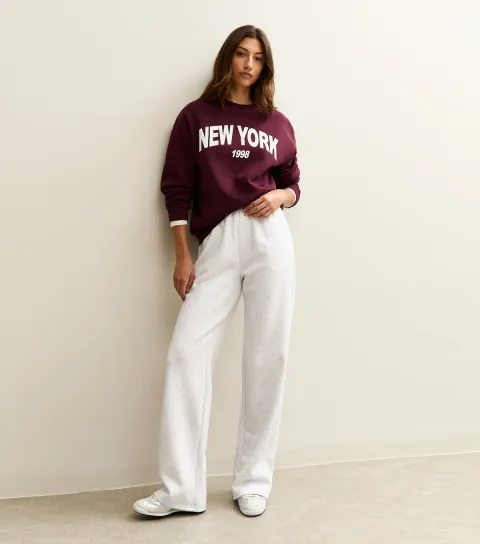 Women's Tall Grey Marl Jersey Wide Leg Joggers