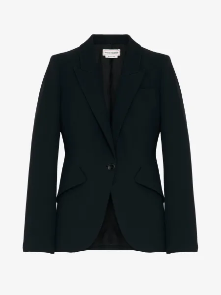 Peak Shoulder Leaf Crepe Jacket