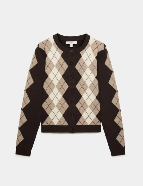 Marks & Spencer Argyle Button Front Cardigan