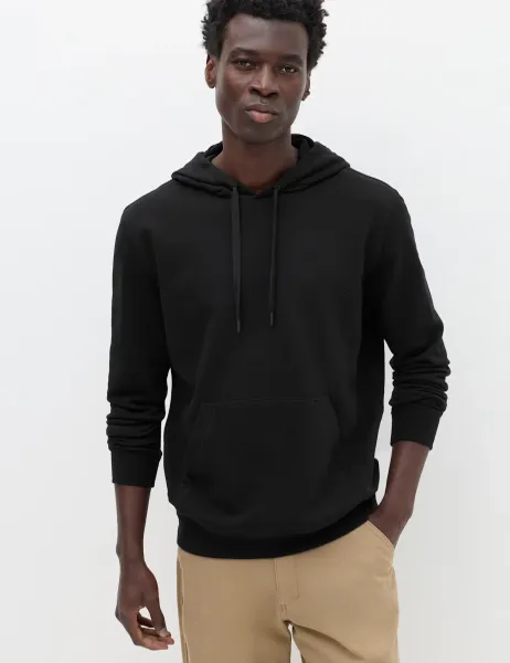 Marks & Spencer Cotton Rich Brushback Hoodie Black