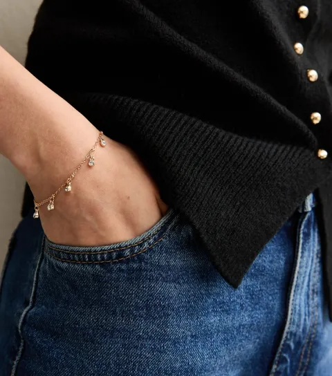 Gold Tone Diamante Charm Bracelet