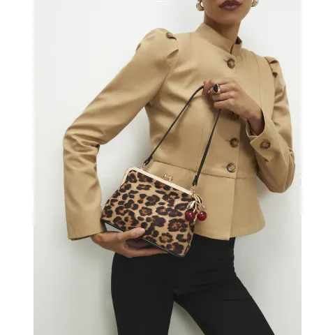 River Island Leopard Print Framed Clutch Bag