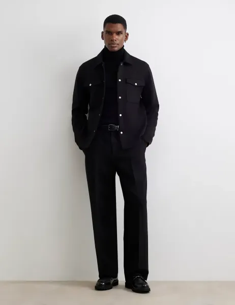 River Island Slim Fit Pure Cotton Overshirt Black