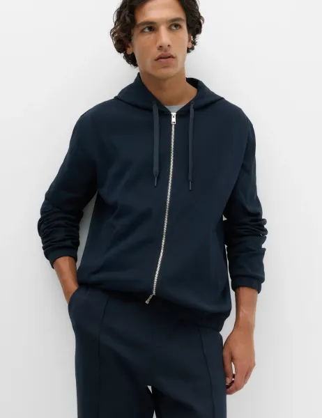 Marks & Spencer Ultimate Cotton Rich Zip Up Hoodie Navy