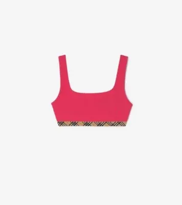Check Trim Bikini Top in Jam red - Women, Nylon