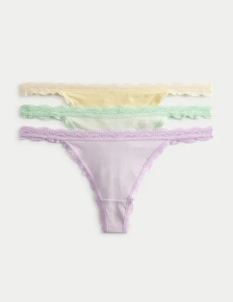 Marks & Spencer 3pk Cotton Rich Tanga Thongs Lavender Mix