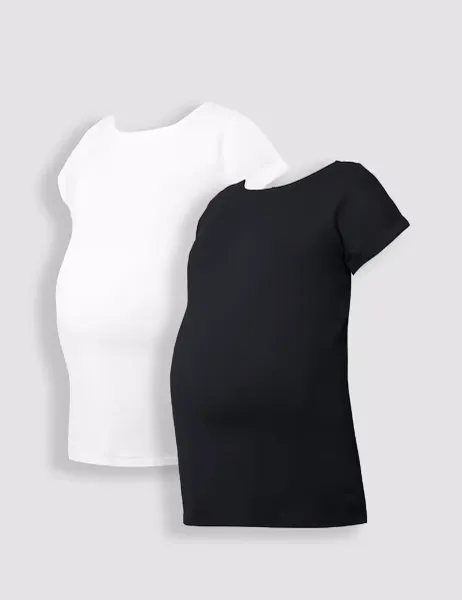 Maternity 2 Pack Pure Cotton Boyfriend T-Shirts Multi