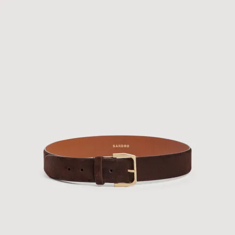 Leather belt with metal buckle