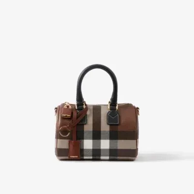 Mini Check Bowling Bag in Dark birch brown