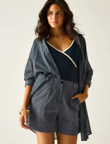 Regatta Sabelle Lyocell Blend Striped Shorts Navy Mix