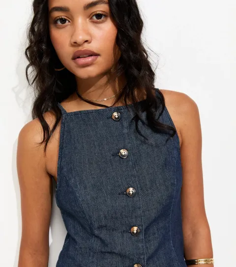 Women's Indigo Wash Square Neck Waistcoat