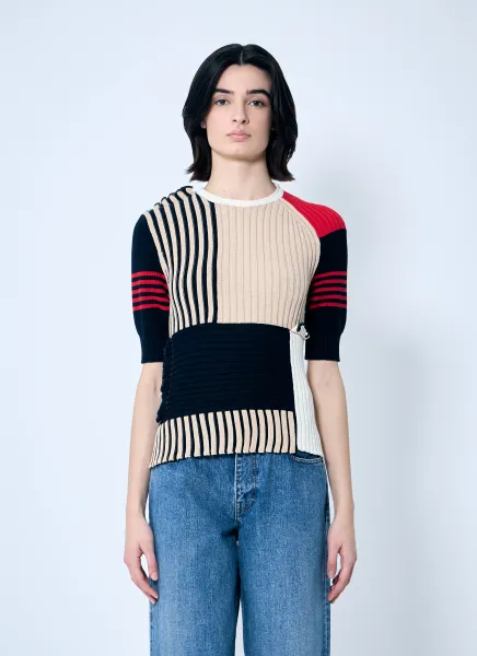 Rib Patchwork Sweater