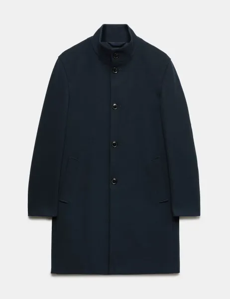 Marks & Spencer Funnel Neck Overcoat Navy