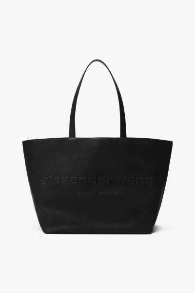 Black Leather Punch Tote