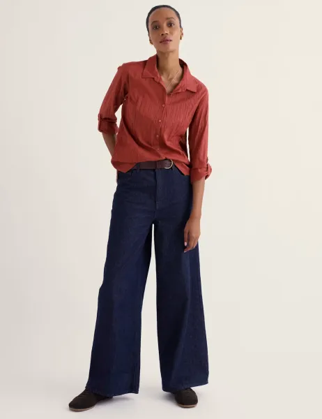 Seasalt Cornwall Cotton Collared Straight Fit Shirt Orange
