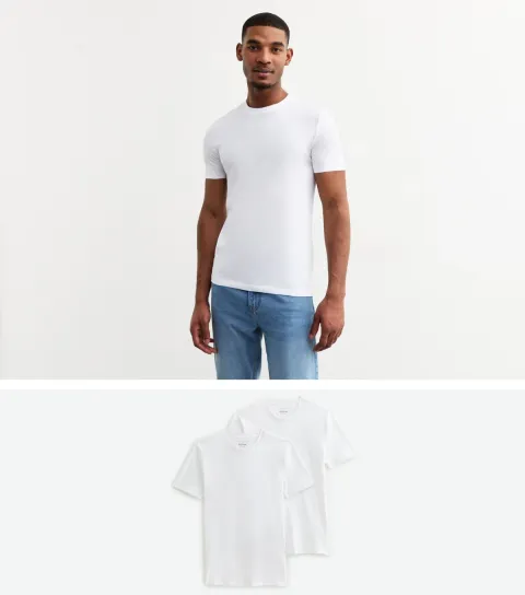 Men's 2 Pack White Muscle Fit T-Shirts