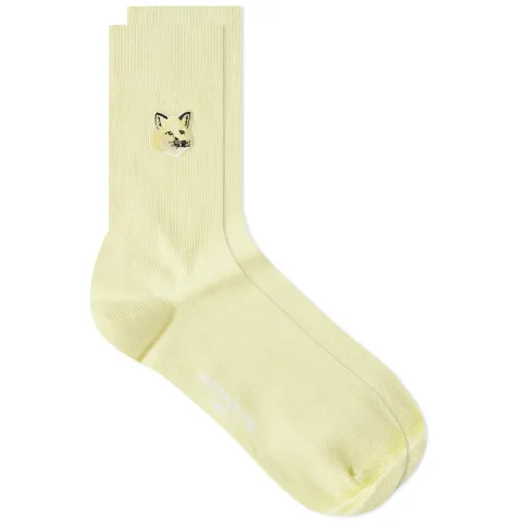 Tonal Fox Head Patch Socks