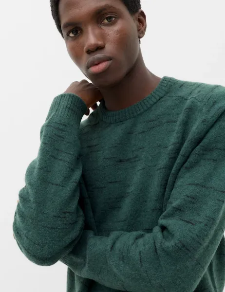Marks & Spencer Supersoft Space Dye Crew Neck Jumper Cedar