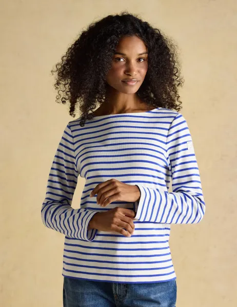 Joules Pure Cotton Striped Top Cream Mix