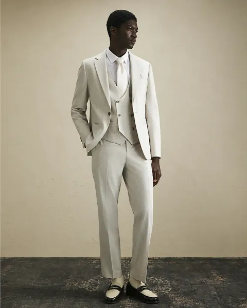 River Island Slim Fit Puppytooth Suit Trousers