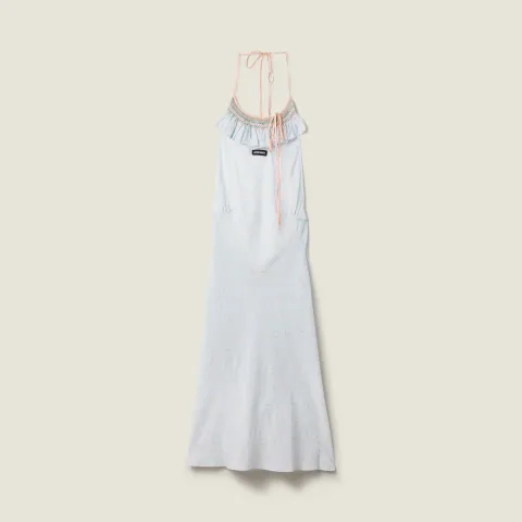 Embroidered marocain crepe dress