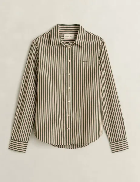 Gant Pure Cotton Striped Shirt Green Mix