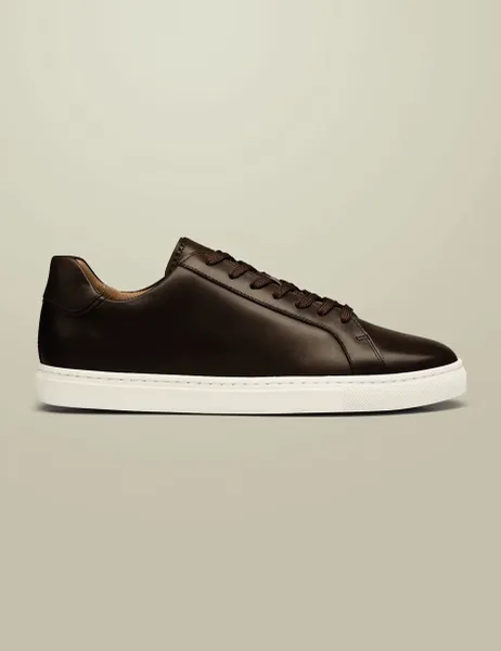 Charles Tyrwhitt Leather Lace Up Trainers Dark Brown